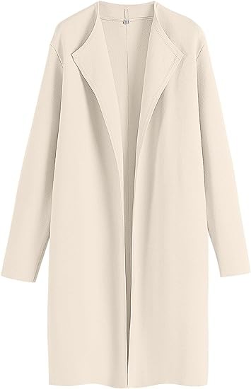 Caracilia Womens Long Knit Cardigan Sweaters Oversized Open Front Long Sleeve Lapel Casual Jacket Fall Coat Dressy Coatigan